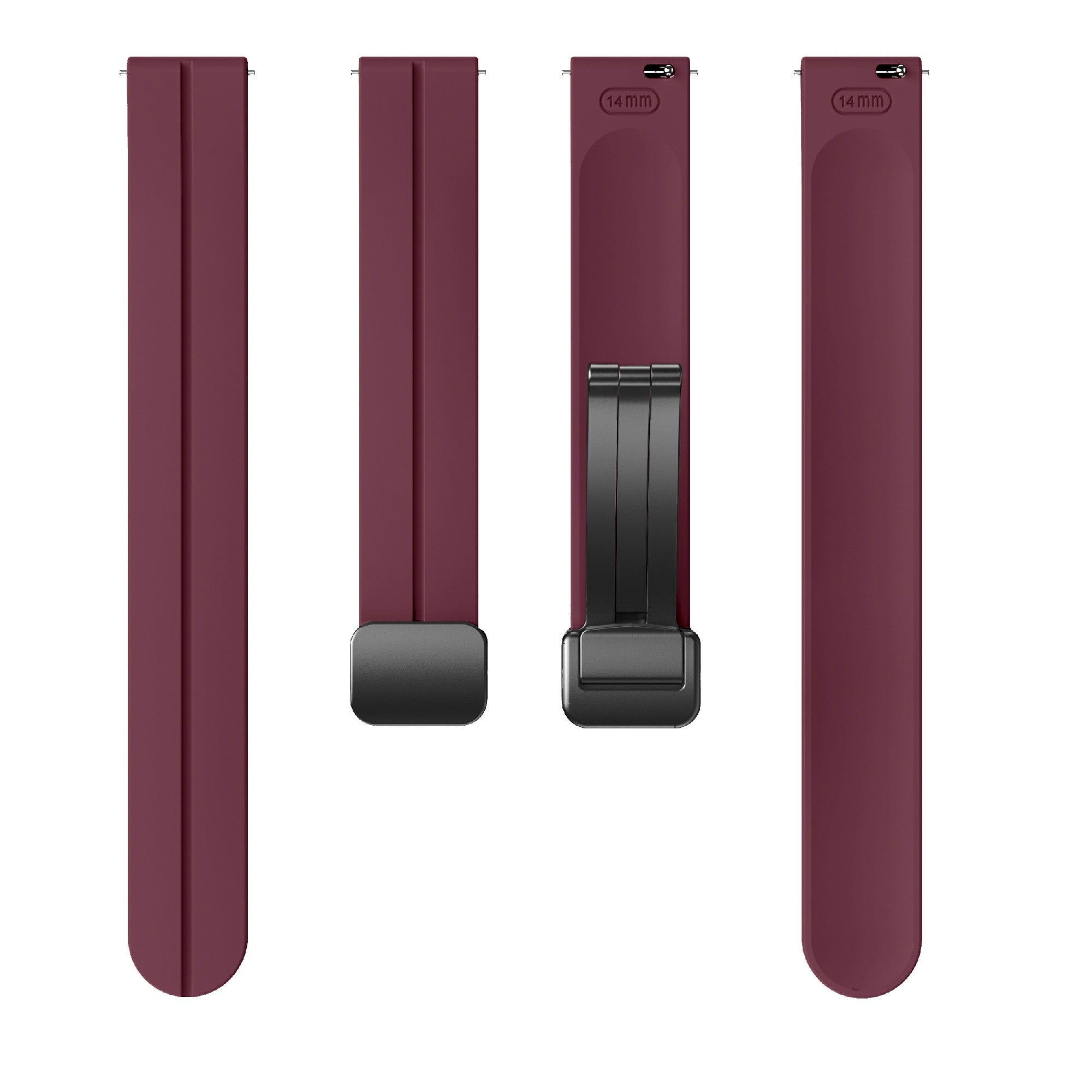 For Garmin Lily 2 Silicone Band Watch Strap with Magnetic Folding Buckle - Wine Red with Black Buckle