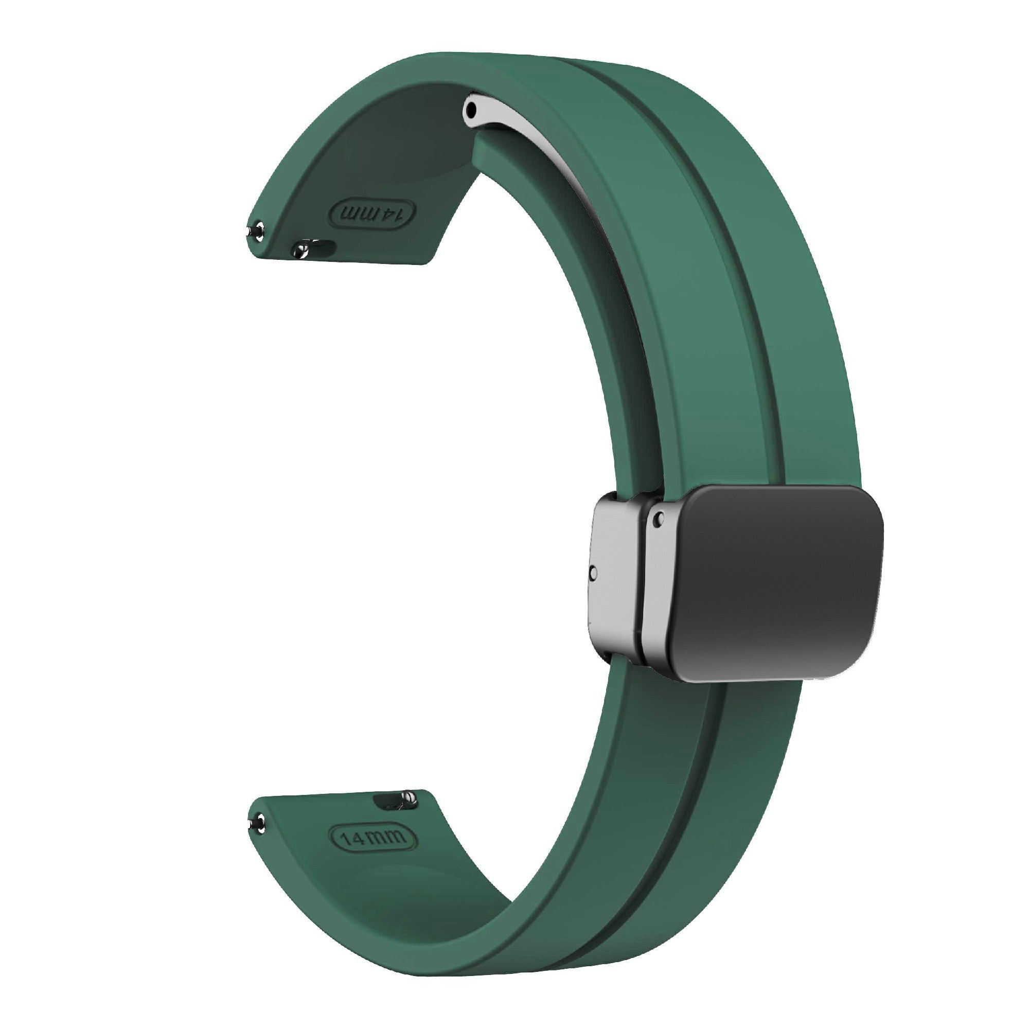 For Garmin Lily 2 Silicone Band Watch Strap with Magnetic Folding Buckle - Pine Needle Green with Black Buckle