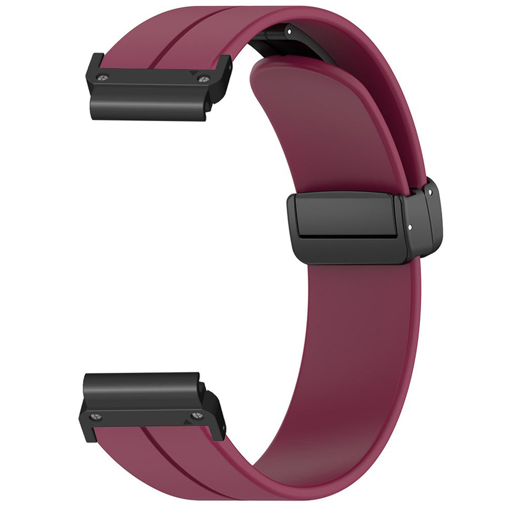 For Garmin Fenix 7S / 6S / 5S 20mm Watch Band Magnetic Buckle Silicone Watch Strap - Wine Red