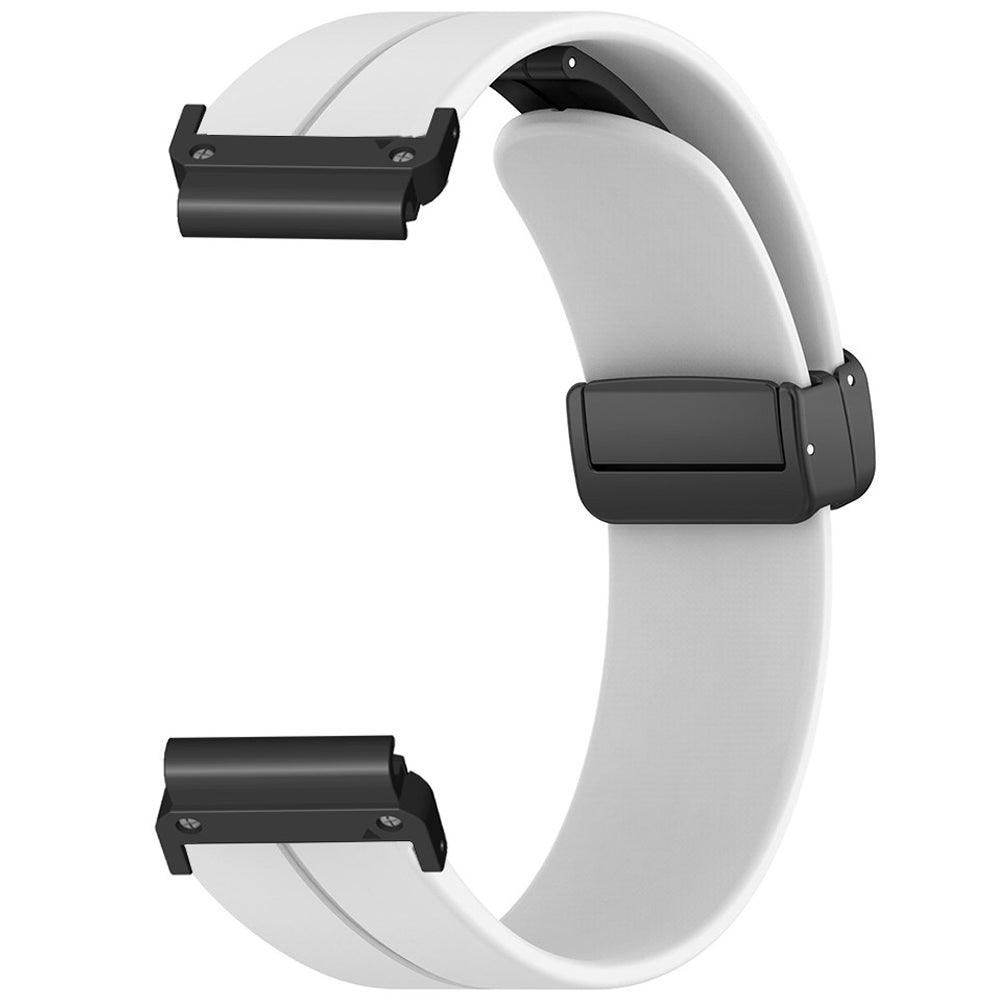 For Garmin Fenix 7 / 6 / 5 22mm Wrist Strap Flexible Silicone Watch Band with Magnetic Buckle - White