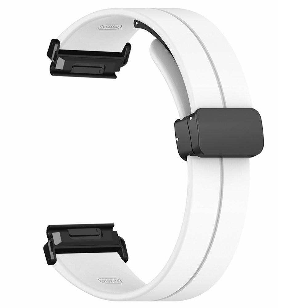 For Garmin Fenix 7 / 6 / 5 22mm Wrist Strap Flexible Silicone Watch Band with Magnetic Buckle - White