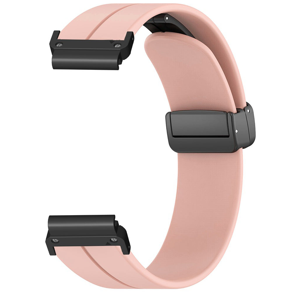 For Garmin Fenix 7 / 6 / 5 22mm Wrist Strap Flexible Silicone Watch Band with Magnetic Buckle - Pink