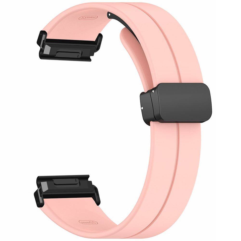 For Garmin Fenix 7 / 6 / 5 22mm Wrist Strap Flexible Silicone Watch Band with Magnetic Buckle - Pink