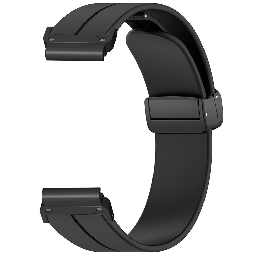 For Garmin Fenix 7 / 6 / 5 22mm Wrist Strap Flexible Silicone Watch Band with Magnetic Buckle - Black