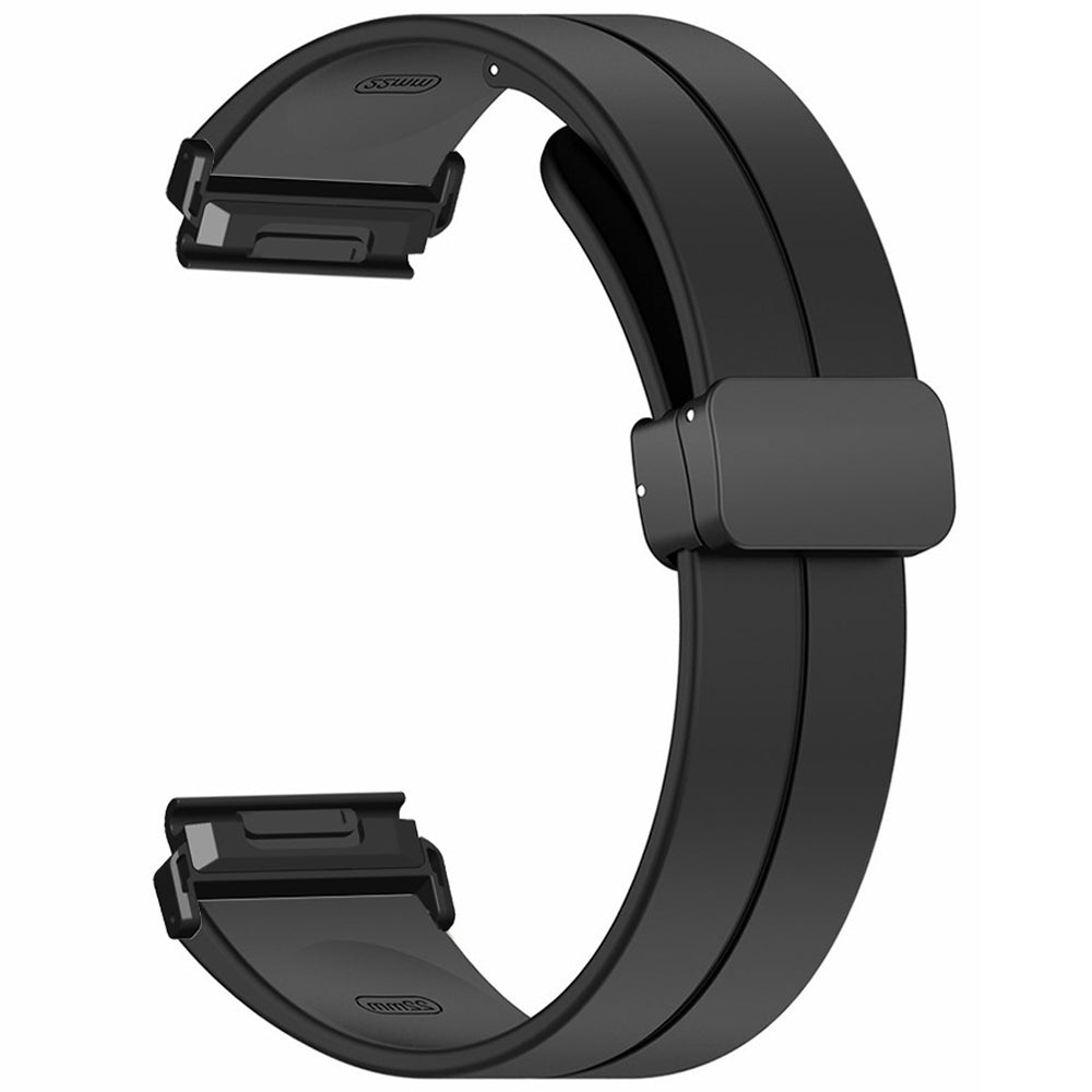 For Garmin Fenix 7 / 6 / 5 22mm Wrist Strap Flexible Silicone Watch Band with Magnetic Buckle - Black