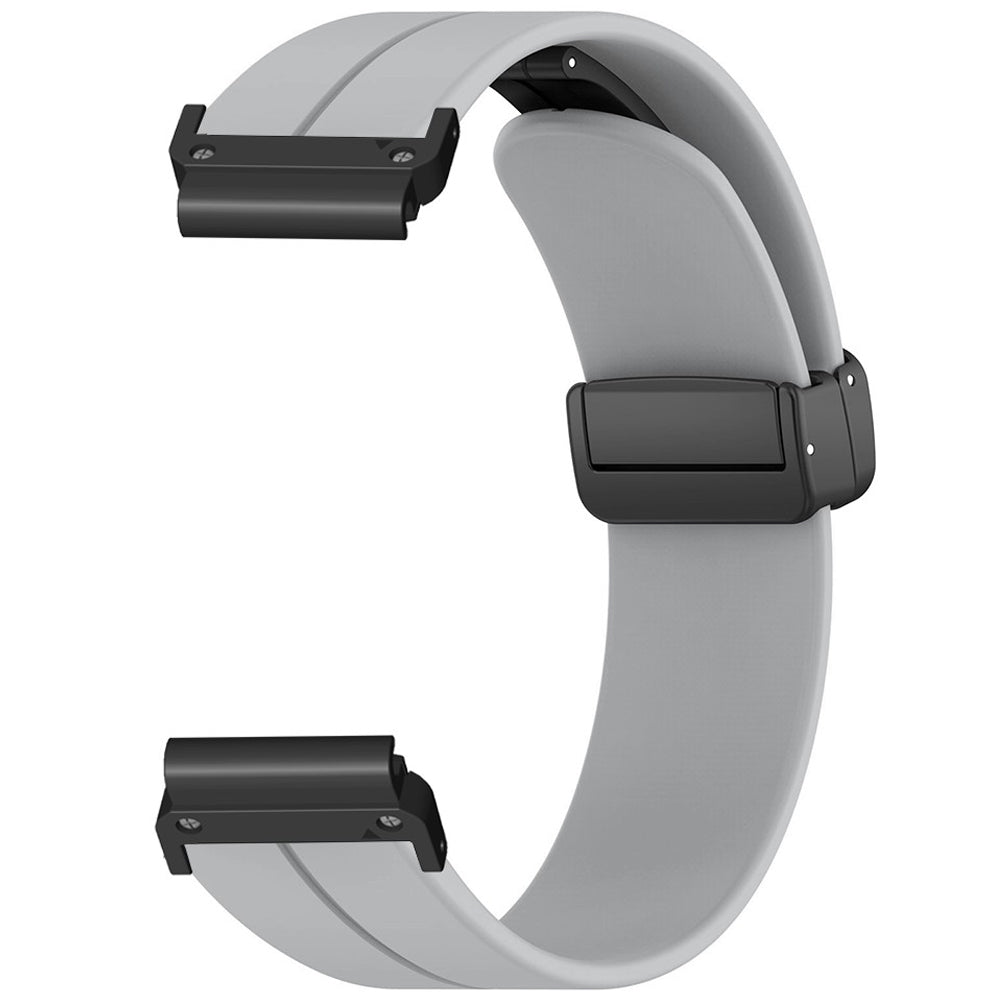 For Garmin Fenix 7 / 6 / 5 22mm Wrist Strap Flexible Silicone Watch Band with Magnetic Buckle - Grey