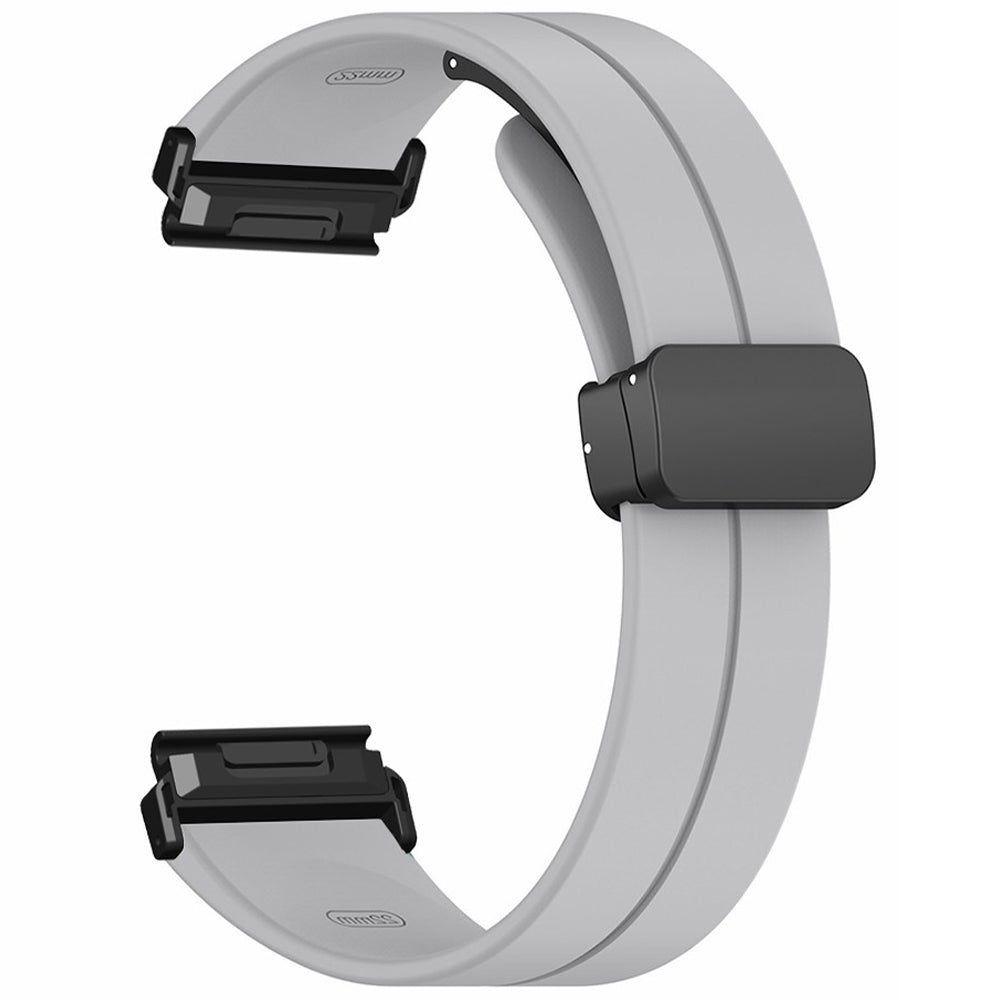 For Garmin Fenix 7 / 6 / 5 22mm Wrist Strap Flexible Silicone Watch Band with Magnetic Buckle - Grey