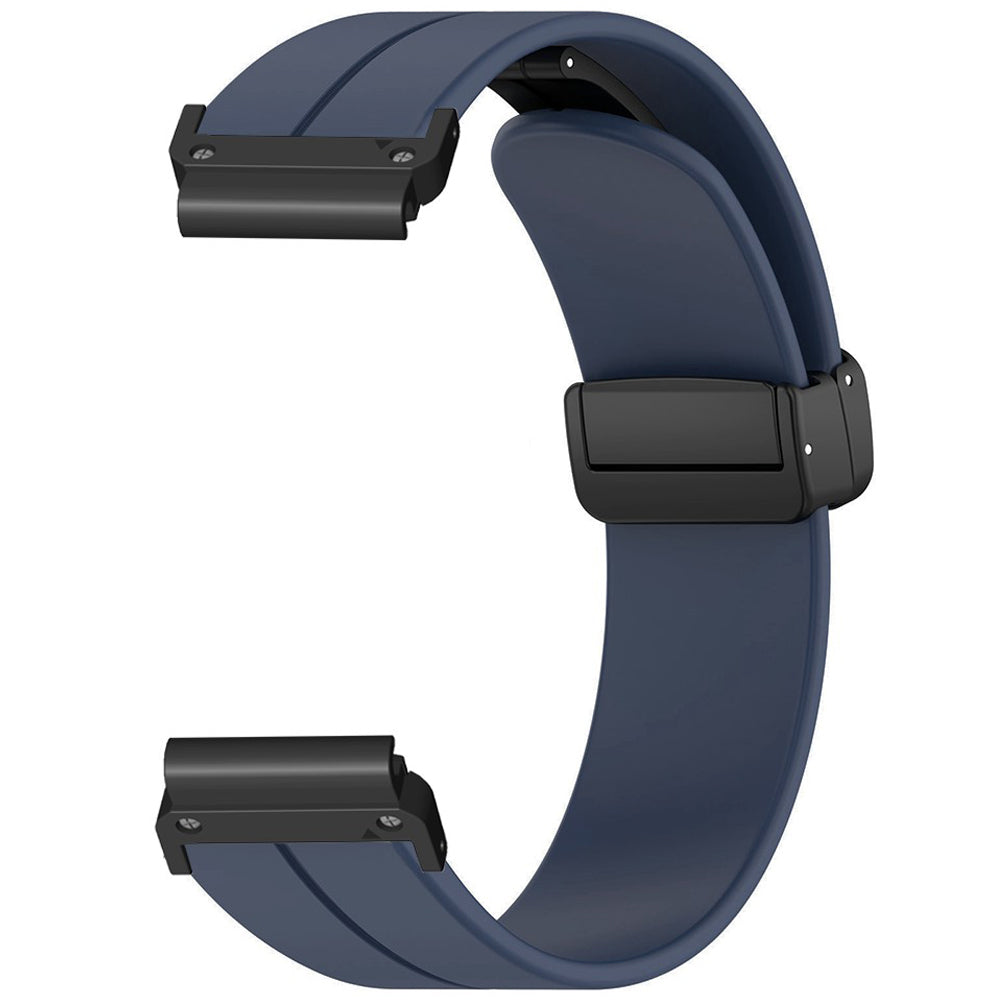 For Garmin Fenix 7 / 6 / 5 22mm Wrist Strap Flexible Silicone Watch Band with Magnetic Buckle - Midnight Blue