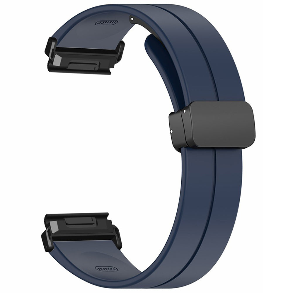 For Garmin Fenix 7 / 6 / 5 22mm Wrist Strap Flexible Silicone Watch Band with Magnetic Buckle - Midnight Blue