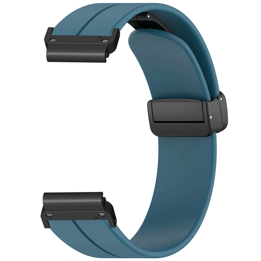 For Garmin Fenix 7 / 6 / 5 22mm Wrist Strap Flexible Silicone Watch Band with Magnetic Buckle - Cyan