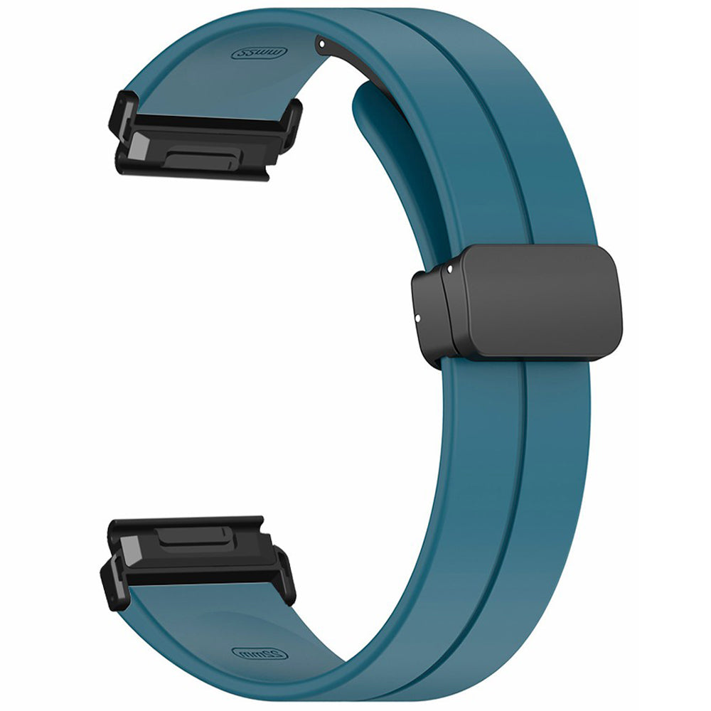 For Garmin Fenix 7 / 6 / 5 22mm Wrist Strap Flexible Silicone Watch Band with Magnetic Buckle - Cyan