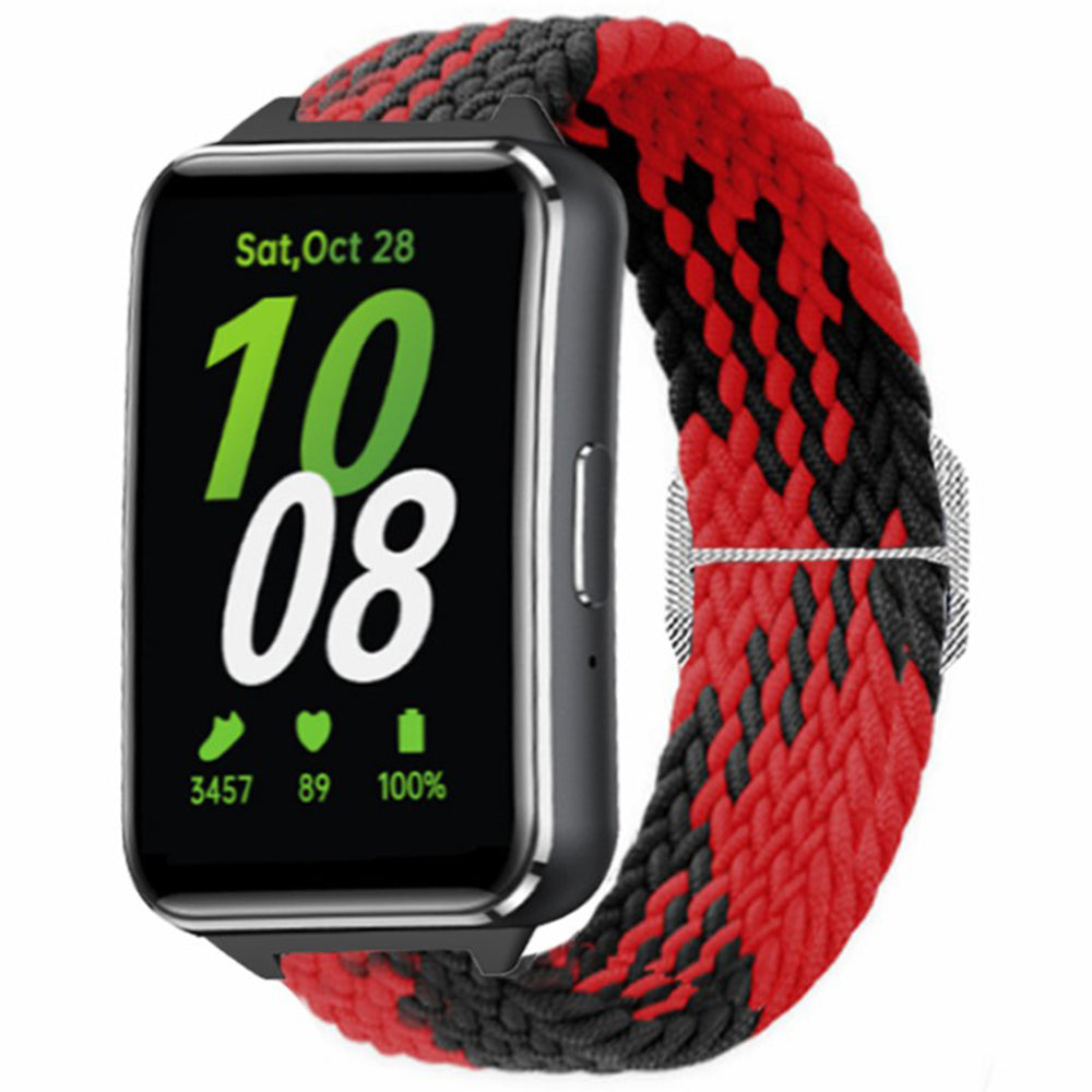 For Samsung Galaxy Fit3 Replacement Band 12mm Nylon Braided Watch Strap - Red / Black