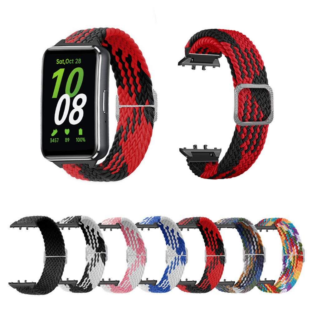 For Samsung Galaxy Fit3 Replacement Band 12mm Nylon Braided Watch Strap - Red / Black