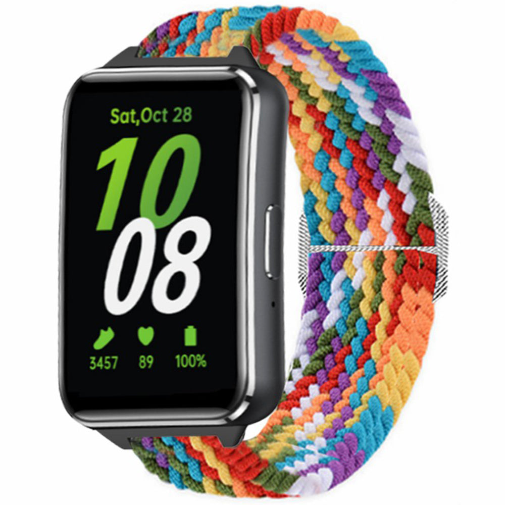 For Samsung Galaxy Fit3 Replacement Band 12mm Nylon Braided Watch Strap - Rainbow