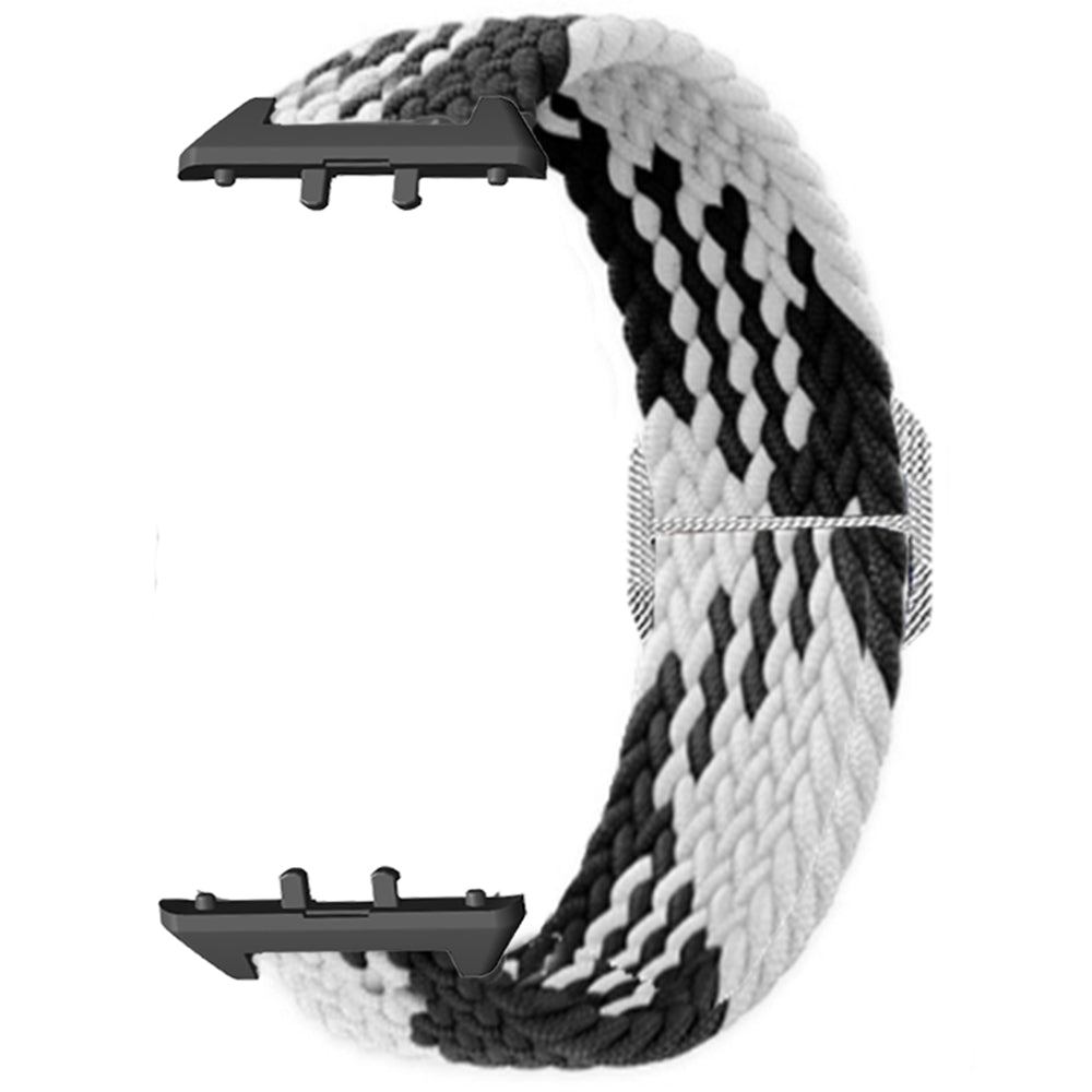 For Samsung Galaxy Fit3 Replacement Band 12mm Nylon Braided Watch Strap - Black / White