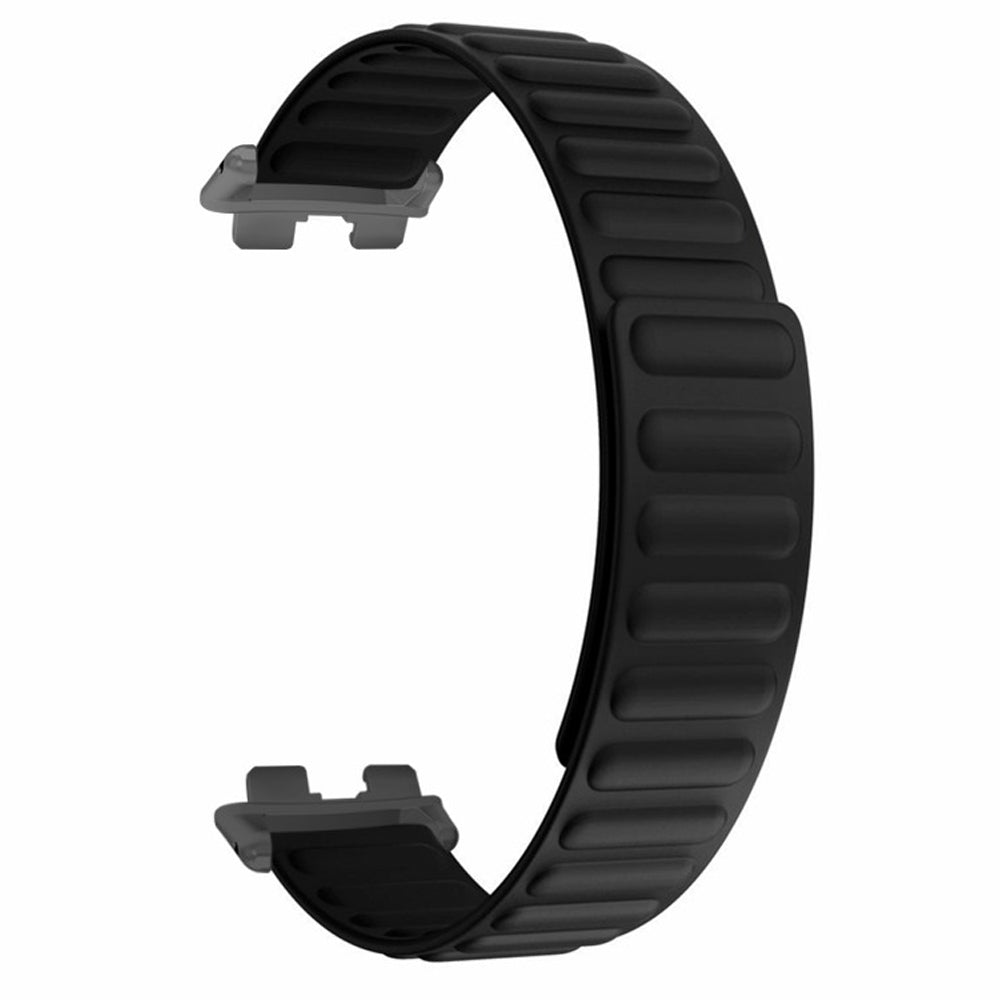 For Huawei Band 9 Magnetic Wrist Band Adjustable Silicone Watch Strap Watch Replacement Accessory - Black