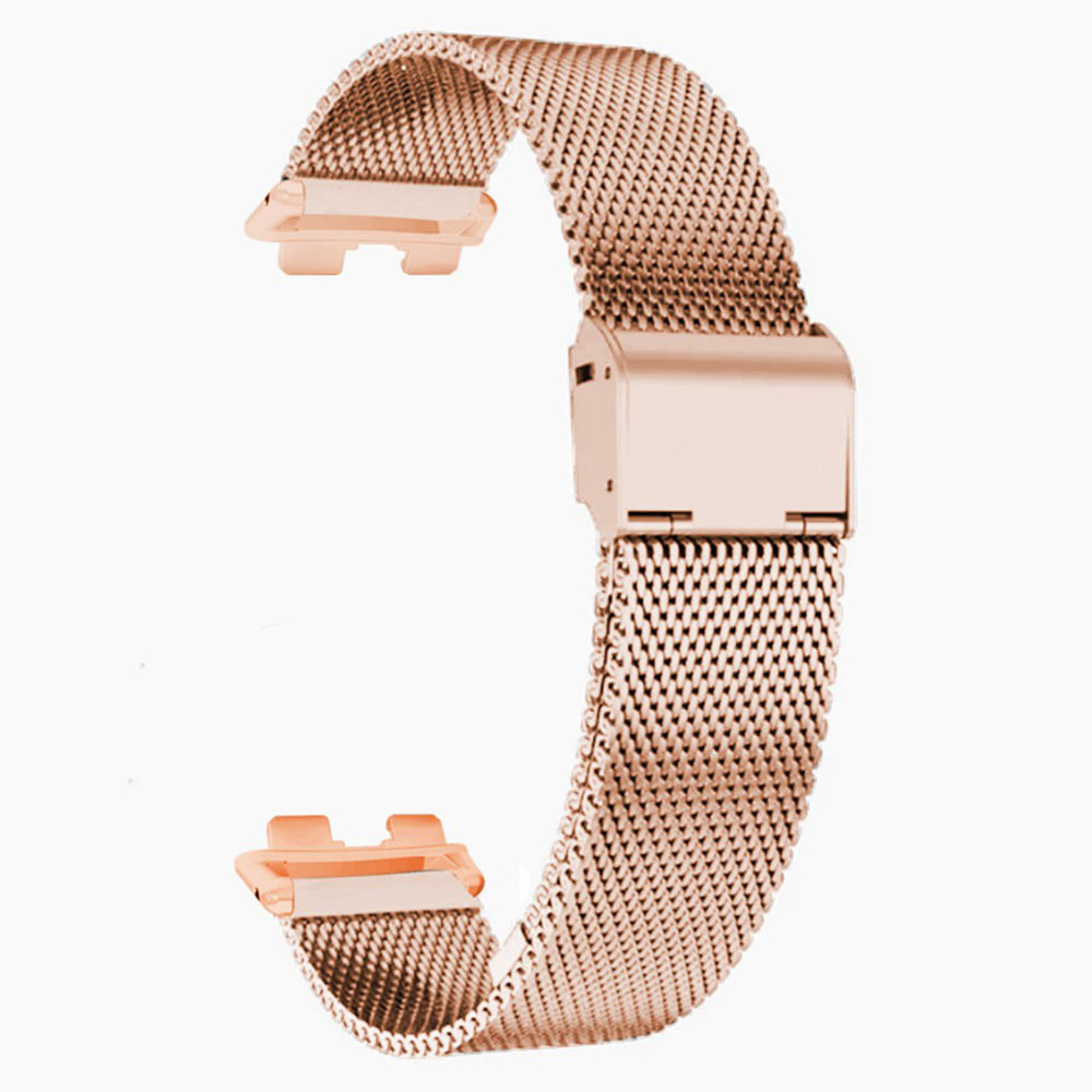 For Huawei Band 9 Watch Bracelet Milanese Mesh Replacement Strap with Metal Connector - Rose Gold