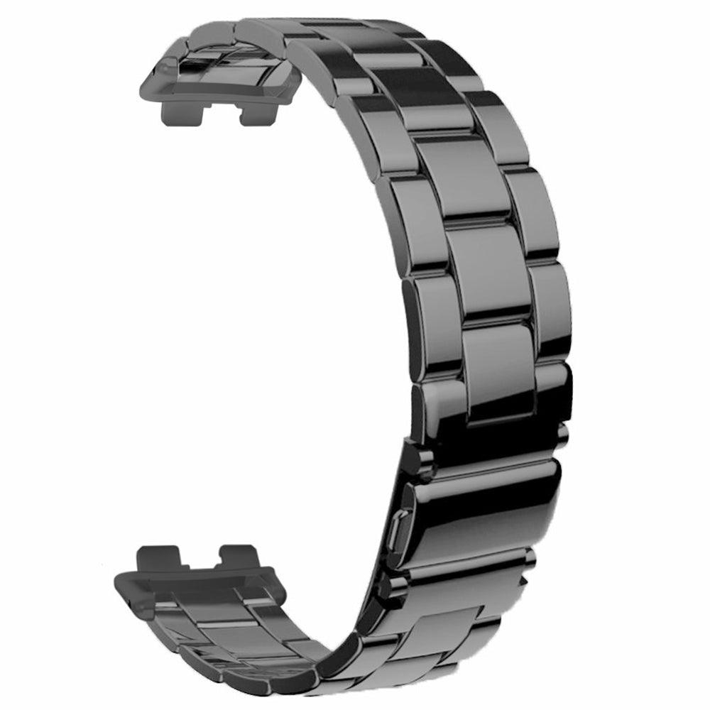 For Huawei Band 9 Watch Strap Stainless Steel Slim Watch Band with Metal Connector - Black