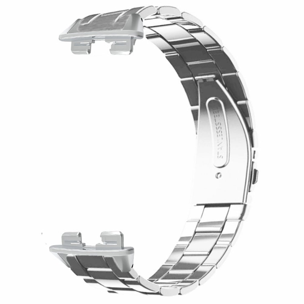 For Huawei Band 9 Watch Strap Stainless Steel Slim Watch Band with Metal Connector - Silver