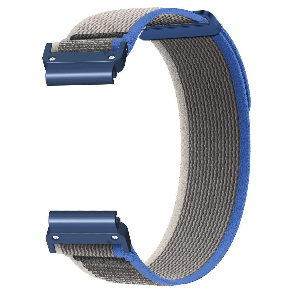 For Coros Vertix 2  /  Garmin Fenix 7X  /  6X  /  5X 26mm Trail Loop Nylon Band Soft Watch Strap - Blue  /  Grey+Blue