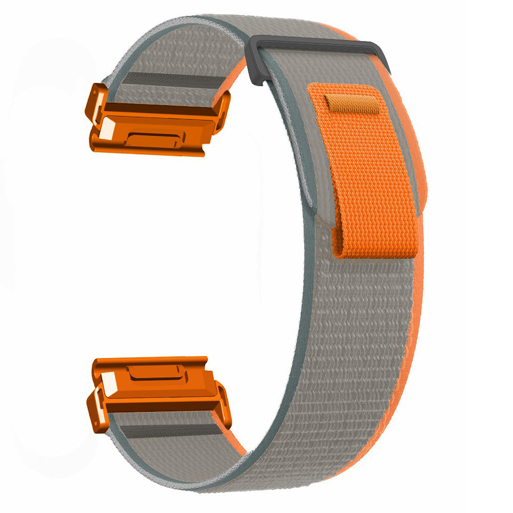 For Coros Vertix 2  /  Garmin Fenix 7X  /  6X  /  5X 26mm Trail Loop Nylon Band Soft Watch Strap - Orange  /  Grey+Orange