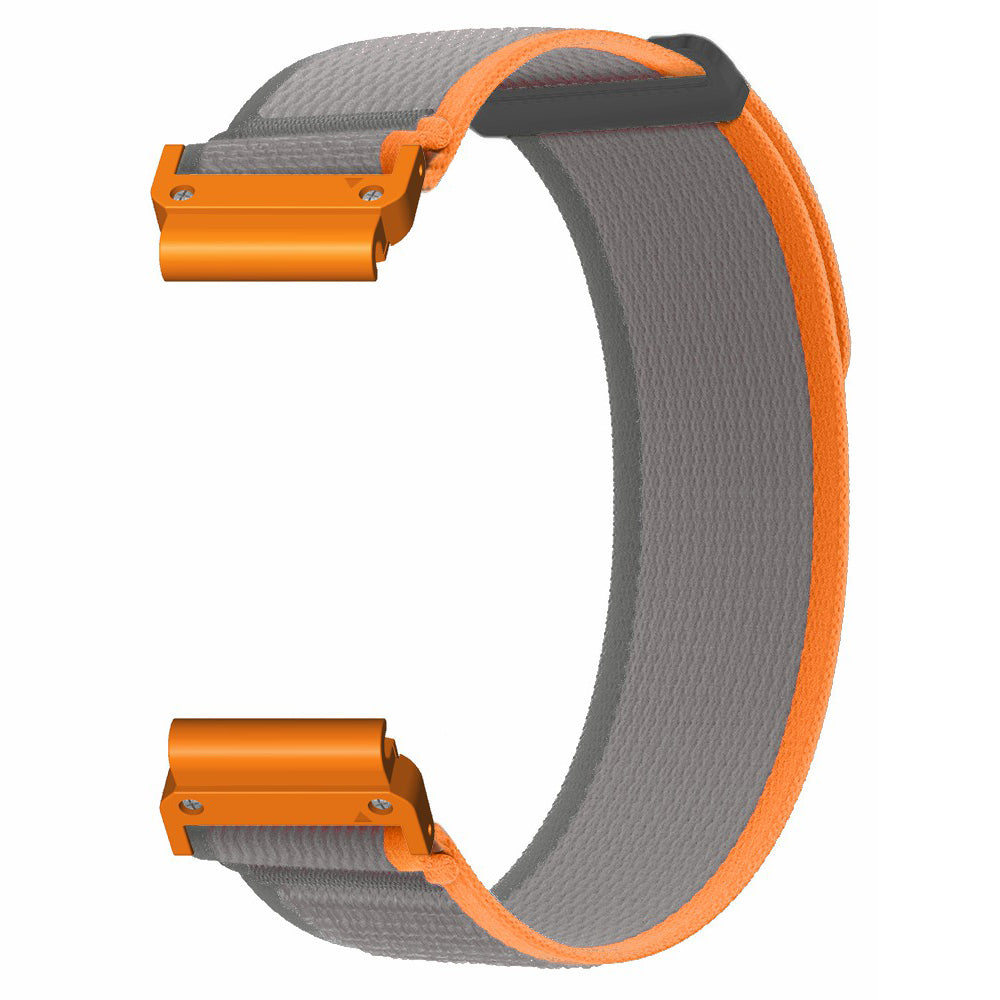 For Coros Vertix 2  /  Garmin Fenix 7X  /  6X  /  5X 26mm Trail Loop Nylon Band Soft Watch Strap - Orange  /  Grey+Orange