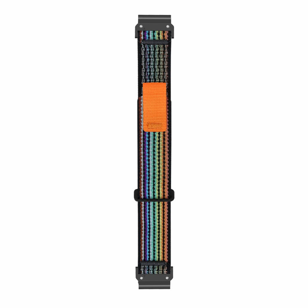 For Coros Vertix 2  /  Garmin Fenix 7X  /  6X  /  5X 26mm Trail Loop Nylon Band Soft Watch Strap - Black  /  Rainbow+Black