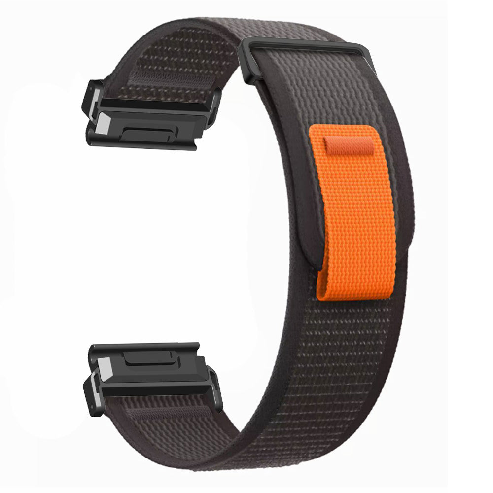 For Coros Vertix 2  /  Garmin Fenix 7X  /  6X  /  5X 26mm Trail Loop Nylon Band Soft Watch Strap - Black  /  Black+Black