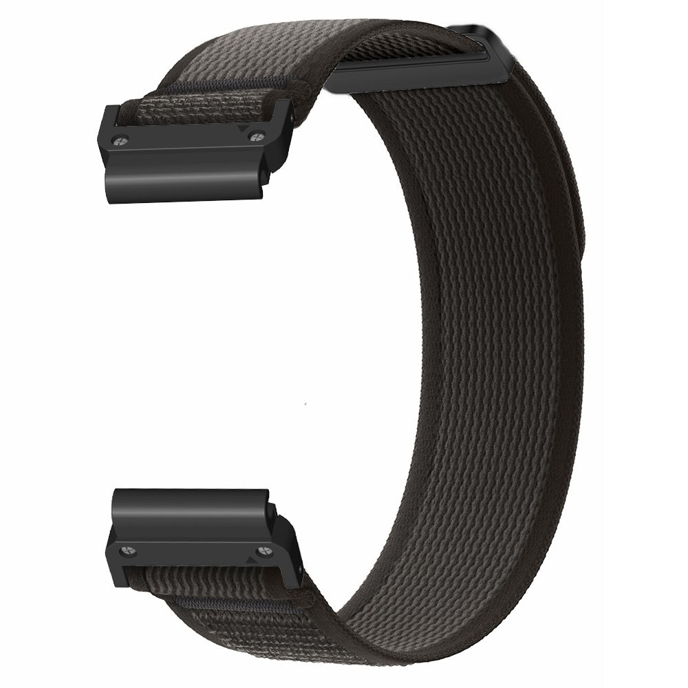 For Coros Vertix 2  /  Garmin Fenix 7X  /  6X  /  5X 26mm Trail Loop Nylon Band Soft Watch Strap - Black  /  Black+Black