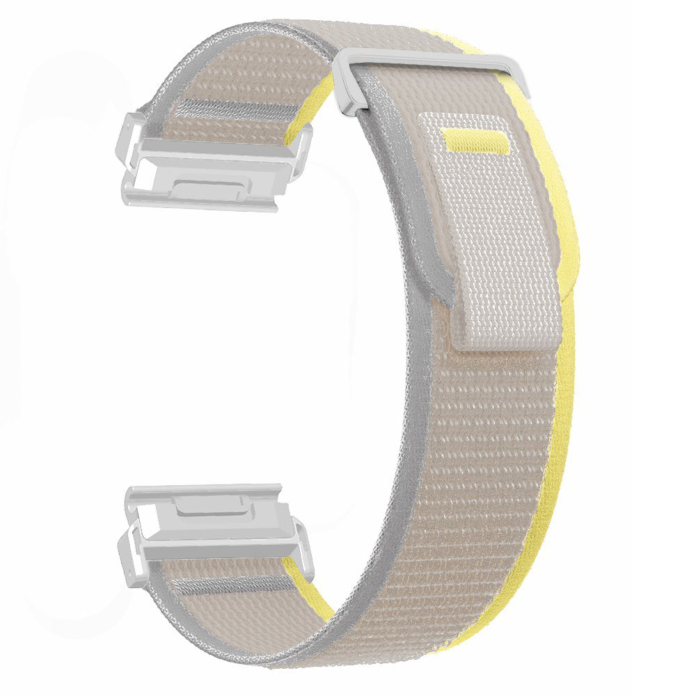 For Coros Vertix 2  /  Garmin Fenix 7X  /  6X  /  5X 26mm Trail Loop Nylon Band Soft Watch Strap - Beige+White