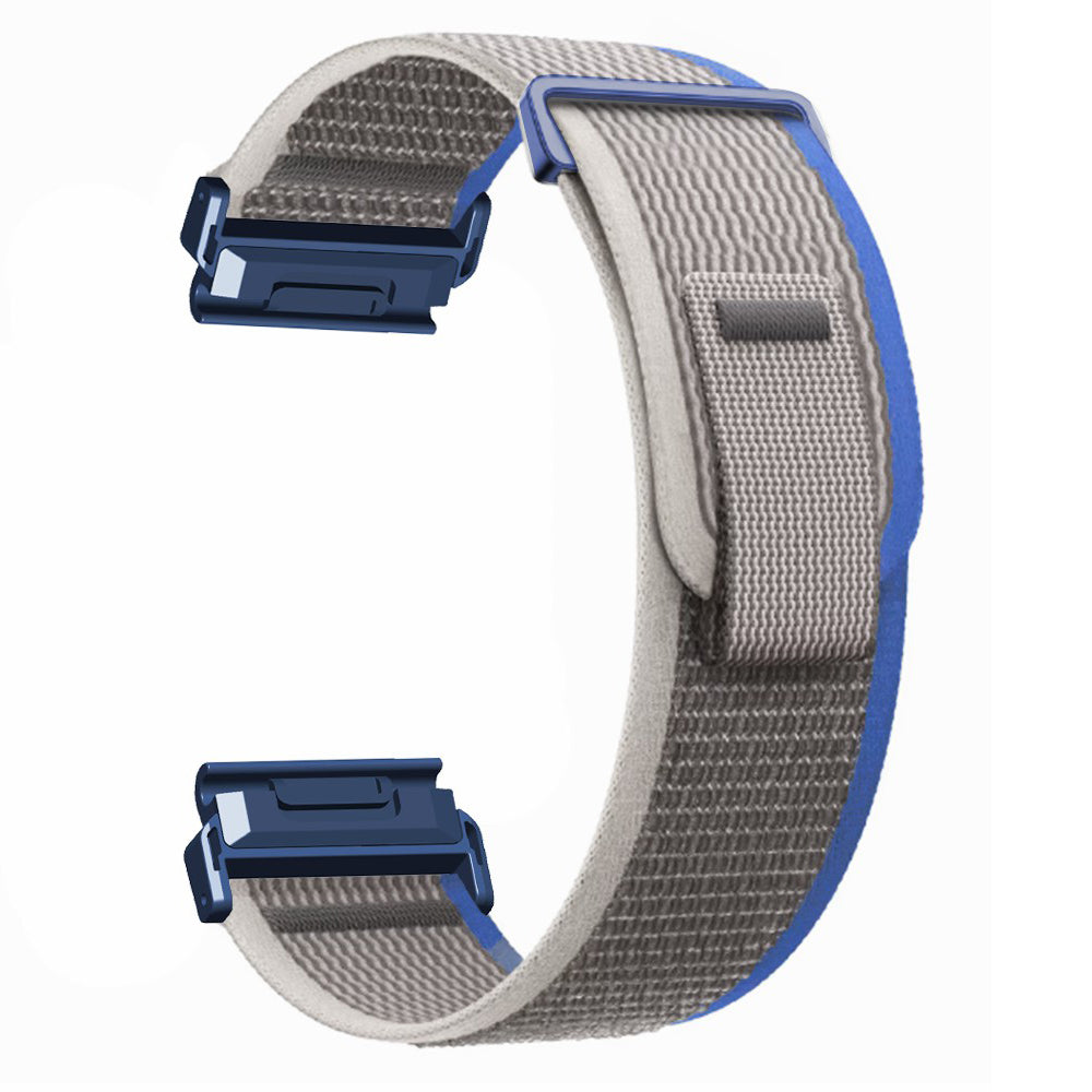 For Garmin Fenix 7 / Fenix 6 GPS / Fenix 5 Trail Loop Strap Nylon Watch Band - Blue / Grey+Blue