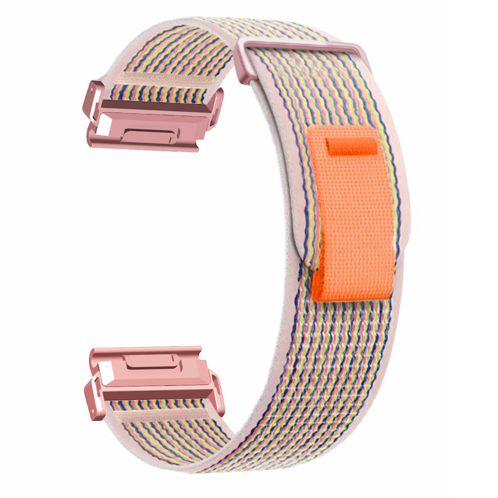 For Garmin Fenix 7 / Fenix 6 GPS / Fenix 5 Trail Loop Strap Nylon Watch Band - Sand Pink+Pink