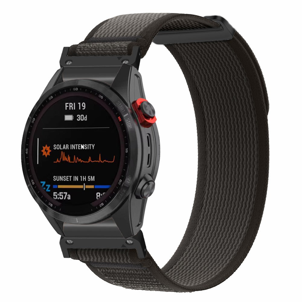 For Garmin Fenix 7 / Fenix 6 GPS / Fenix 5 Trail Loop Strap Nylon Watch Band - Black / Black+Black