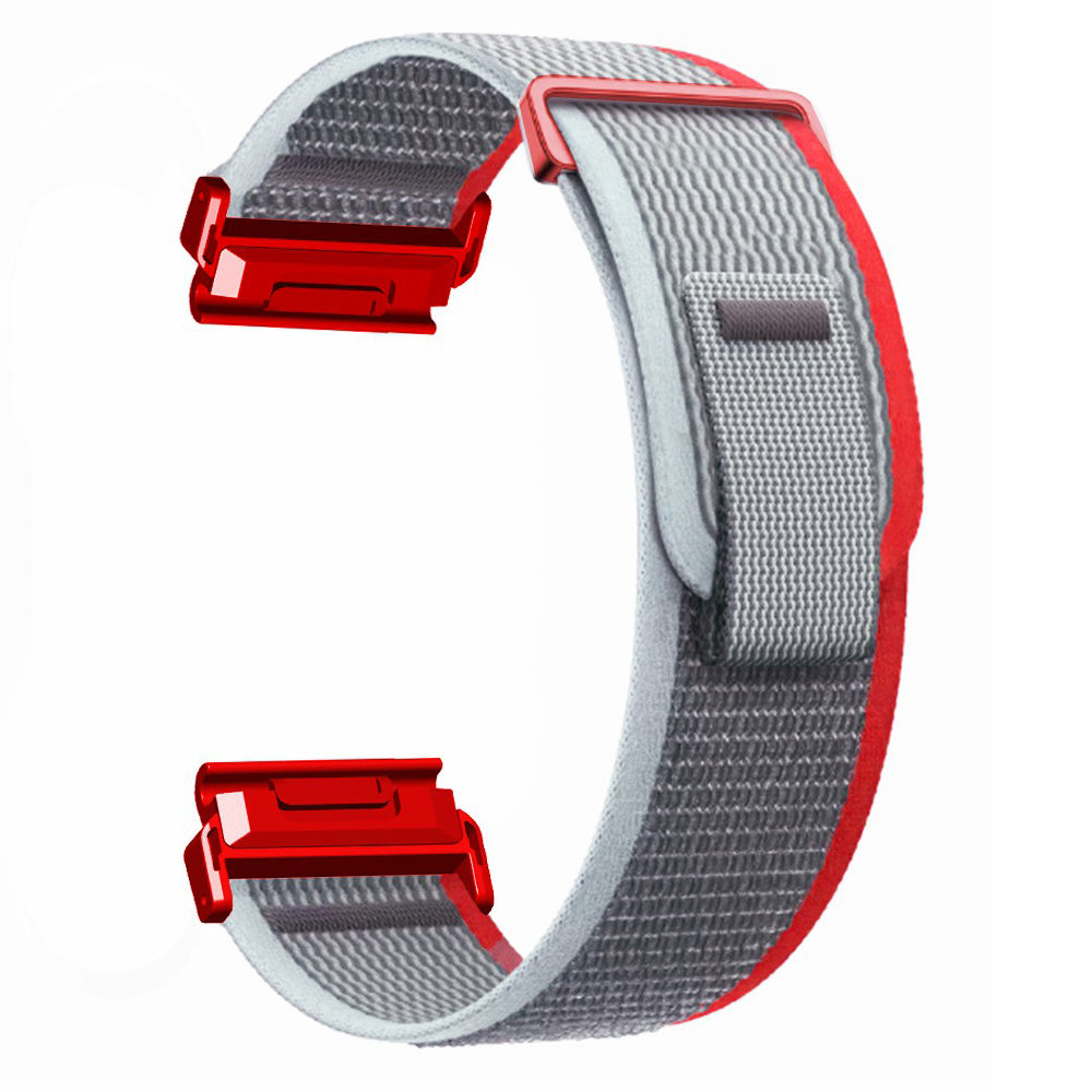 For Garmin Fenix 7 / Fenix 6 GPS / Fenix 5 Trail Loop Strap Nylon Watch Band - Red / Grey+Red