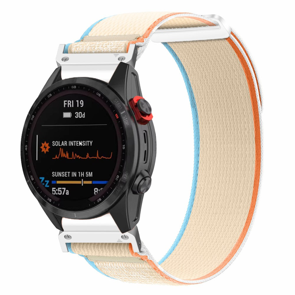 For Garmin Fenix 7 / Fenix 6 GPS / Fenix 5 Trail Loop Strap Nylon Watch Band - Milky White+White