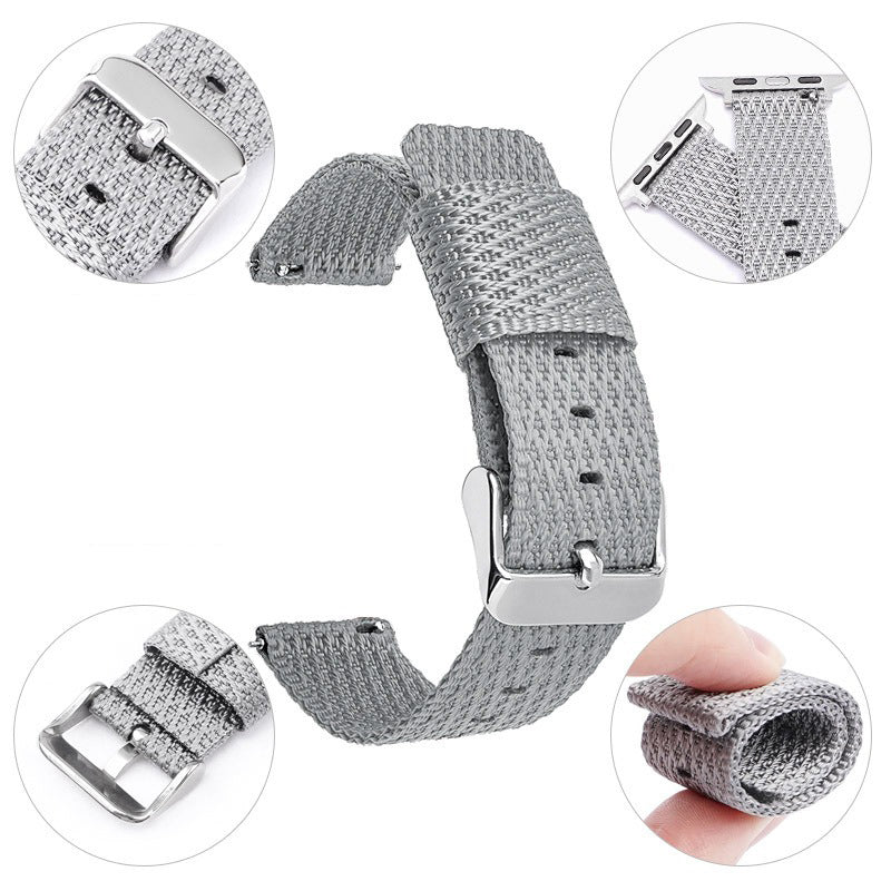 Grids Texture Nylon Strap for Apple Watch Ultra 2 Ultra 49mm / 9 8 7 45mm / 6 5 4 SE (2023) SE (2022) SE 44mm / 3 2 1 42mm Wrist Band - Grey