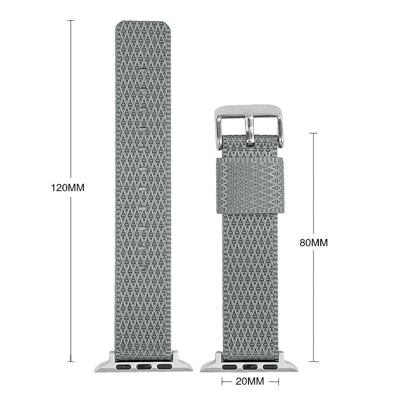 For Apple Watch Series 9 8 7 41mm  /  6 5 4 SE (2023) SE (2022) SE 40mm  /  3 2 1 38mm Grids Texture Nylon Strap - Grey