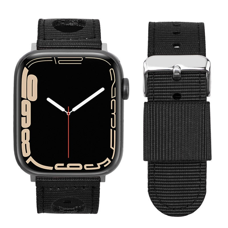 For Apple Watch Series 9 8 7 41mm / 6 5 4 SE (2023) SE (2022) SE 40mm / 3 2 1 38mm Nylon Watch Band Waterproof Replacement Strap - Black