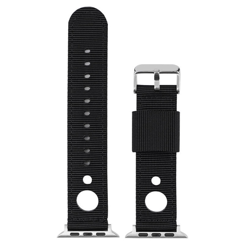 For Apple Watch Series 9 8 7 41mm / 6 5 4 SE (2023) SE (2022) SE 40mm / 3 2 1 38mm Nylon Watch Band Waterproof Replacement Strap - Black