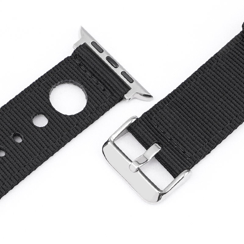 For Apple Watch Series 9 8 7 41mm / 6 5 4 SE (2023) SE (2022) SE 40mm / 3 2 1 38mm Nylon Watch Band Waterproof Replacement Strap - Black