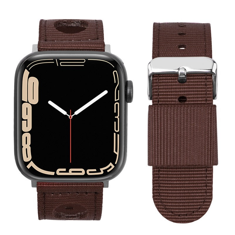 For Apple Watch Series 9 8 7 41mm / 6 5 4 SE (2023) SE (2022) SE 40mm / 3 2 1 38mm Nylon Watch Band Waterproof Replacement Strap - Dark Brown