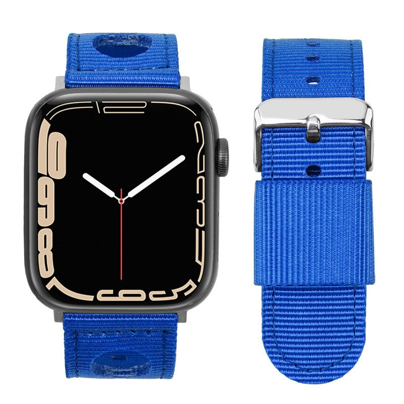 For Apple Watch Series 9 8 7 41mm / 6 5 4 SE (2023) SE (2022) SE 40mm / 3 2 1 38mm Nylon Watch Band Waterproof Replacement Strap - Dark Blue