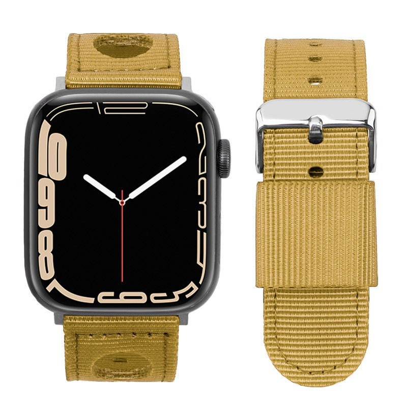 For Apple Watch Series 9 8 7 41mm / 6 5 4 SE (2023) SE (2022) SE 40mm / 3 2 1 38mm Nylon Watch Band Waterproof Replacement Strap - Gold