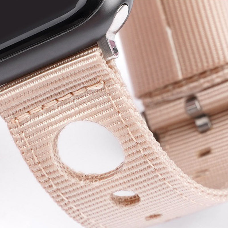 For Apple Watch Series 9 8 7 41mm / 6 5 4 SE (2023) SE (2022) SE 40mm / 3 2 1 38mm Nylon Watch Band Waterproof Replacement Strap - Gold