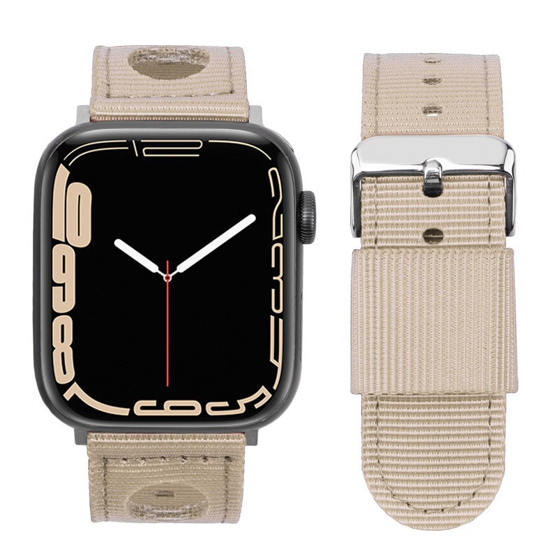 For Apple Watch Series 9 8 7 41mm / 6 5 4 SE (2023) SE (2022) SE 40mm / 3 2 1 38mm Nylon Watch Band Waterproof Replacement Strap - Beige