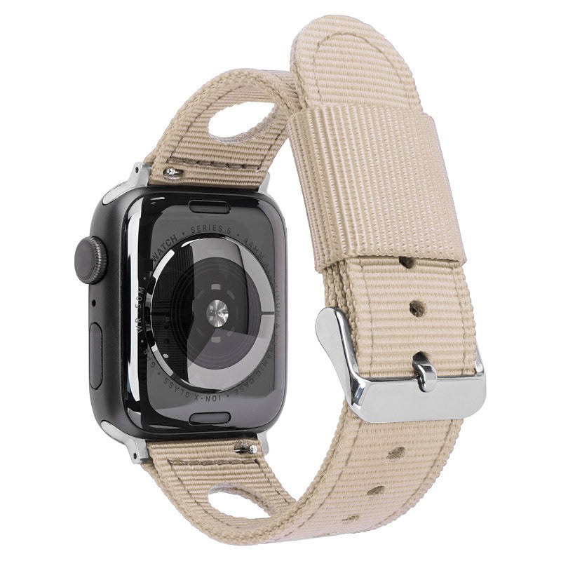 For Apple Watch Series 9 8 7 41mm / 6 5 4 SE (2023) SE (2022) SE 40mm / 3 2 1 38mm Nylon Watch Band Waterproof Replacement Strap - Beige