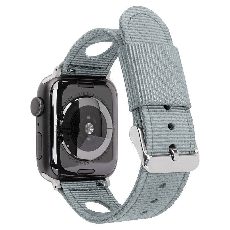 For Apple Watch Series 9 8 7 41mm / 6 5 4 SE (2023) SE (2022) SE 40mm / 3 2 1 38mm Nylon Watch Band Waterproof Replacement Strap - Grey