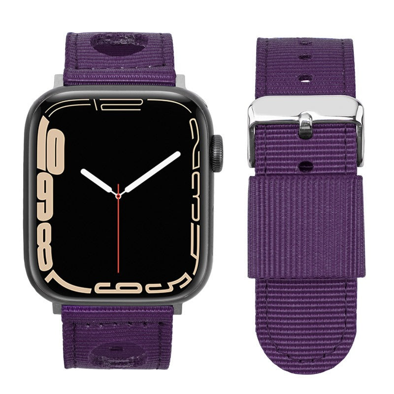 For Apple Watch Series 9 8 7 41mm / 6 5 4 SE (2023) SE (2022) SE 40mm / 3 2 1 38mm Nylon Watch Band Waterproof Replacement Strap - Purple