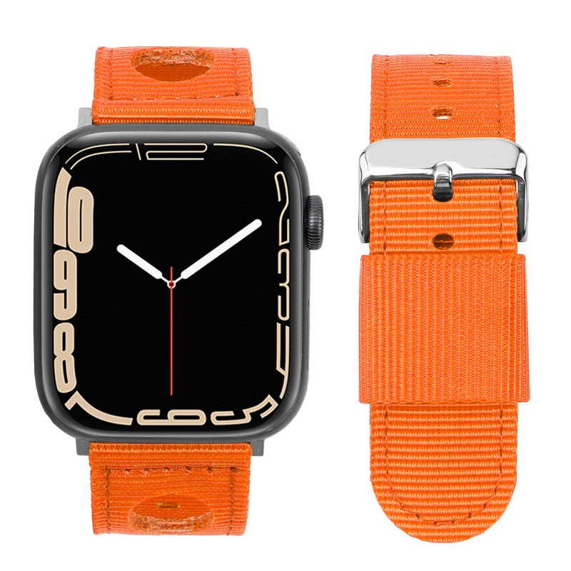 For Apple Watch Series 9 8 7 41mm / 6 5 4 SE (2023) SE (2022) SE 40mm / 3 2 1 38mm Nylon Watch Band Waterproof Replacement Strap - Orange