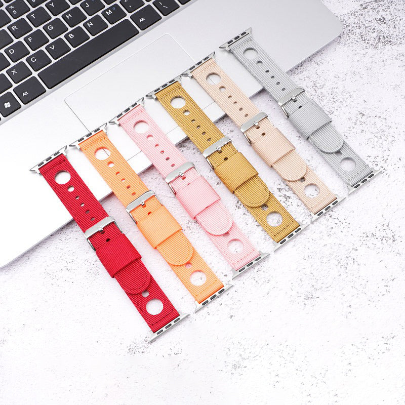 For Apple Watch Series 9 8 7 41mm / 6 5 4 SE (2023) SE (2022) SE 40mm / 3 2 1 38mm Nylon Watch Band Waterproof Replacement Strap - Pink